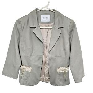 Vtg Coquette Blazer XS/S Lace Soft Green Ribbons 3/4 Sleeves Academia Dainty